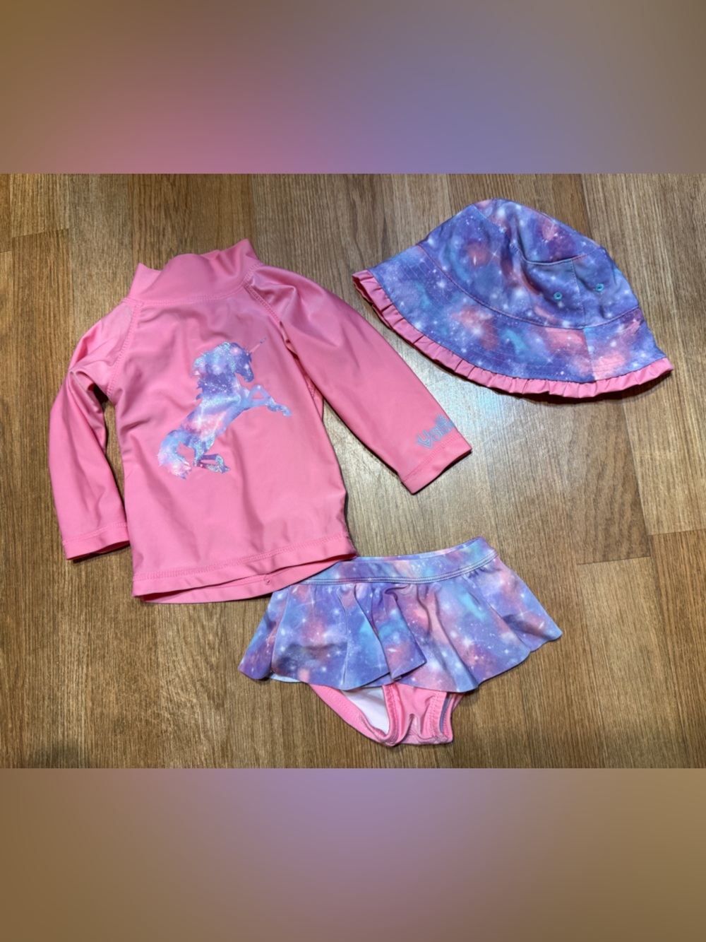 Like new baby girl 3-piece matching swim set